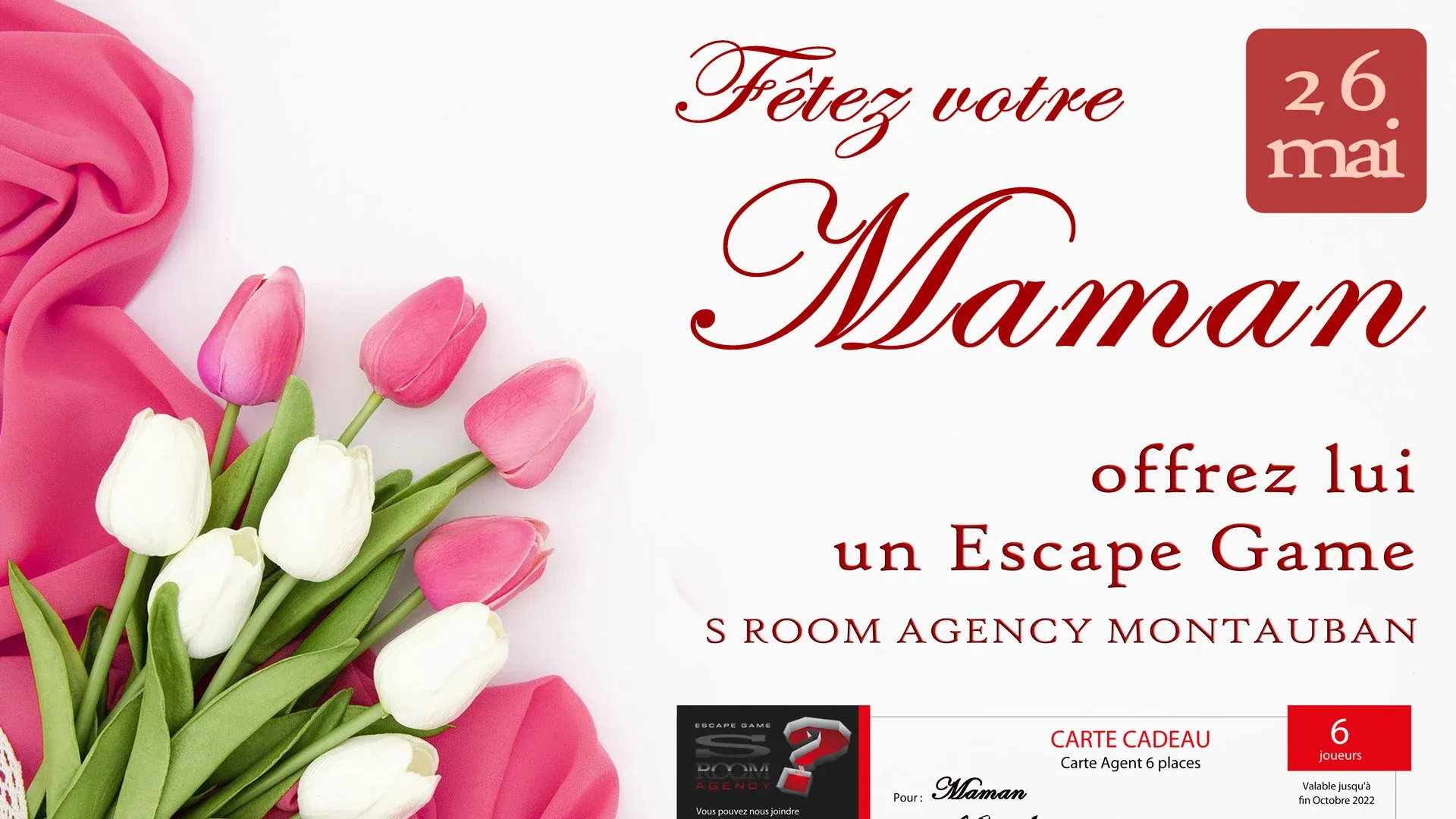 Escape Game S Room Agency Montauban - visuel fêtes de mères 2024 - Bannière